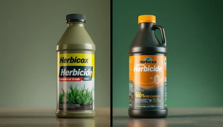 Side-by-side comparison of big-box and commercial-grade herbicide