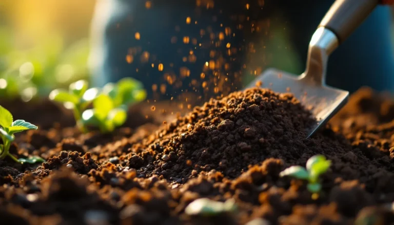 Organic compost being added to vegetable garden bed